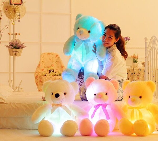 Creative Light Up LED Teddy Bear Stuffed Animals Plush Toy Colorful Glowing Christmas Gift For Kids Pillow
